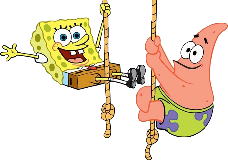 Spongebob and Patrick dancing on Ropes